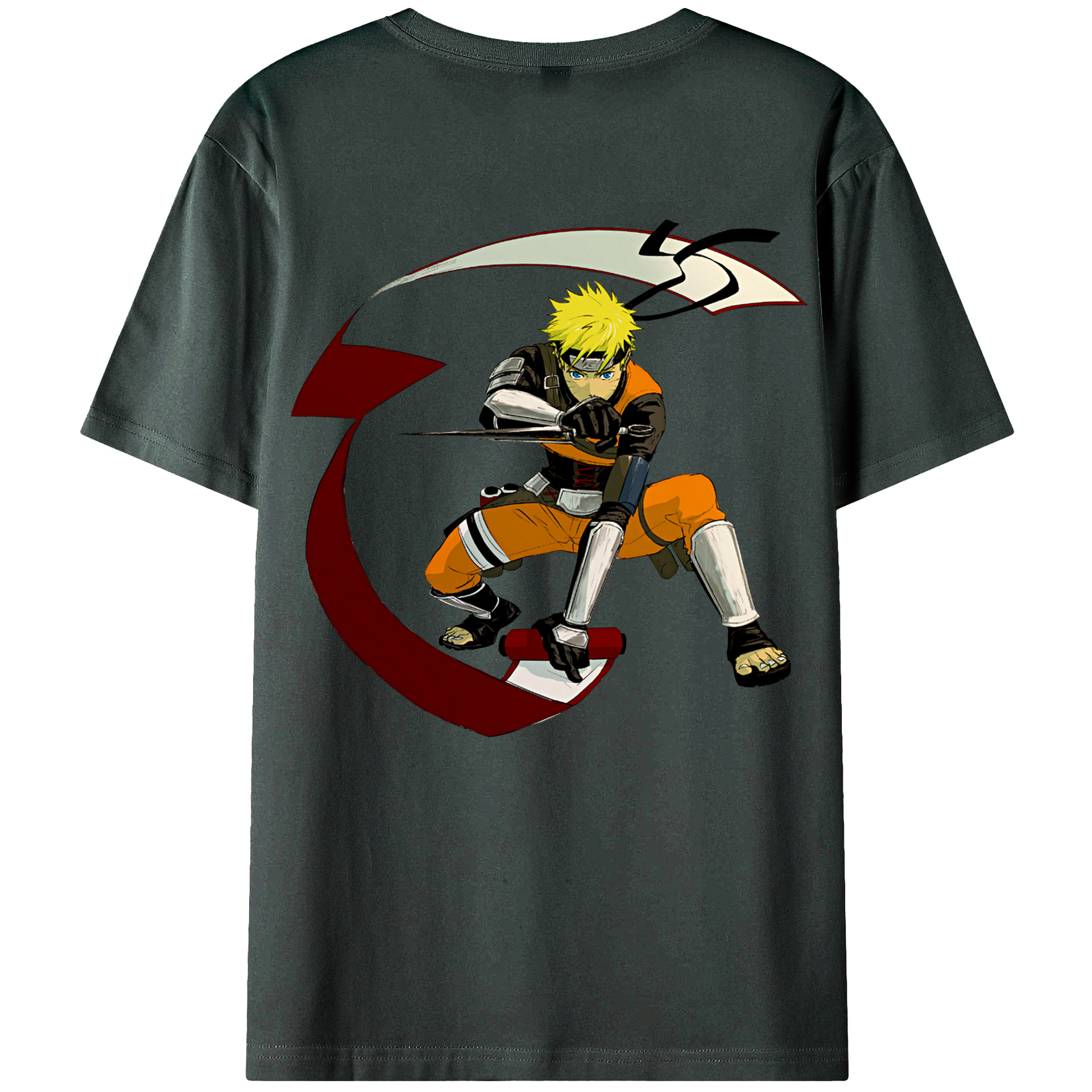 （画像用） NARUTO -ナルト- うずまき ナルト Uzumaki Naruto 綿100％ メンズ半袖Tシャツ（バックプリント） 通気性